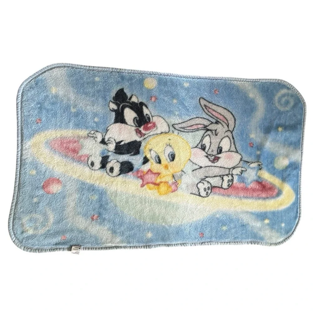 VTG Looney Tunes Baby Bugs Bunny Tweety Sylvester Outer Space Throw Blanket A